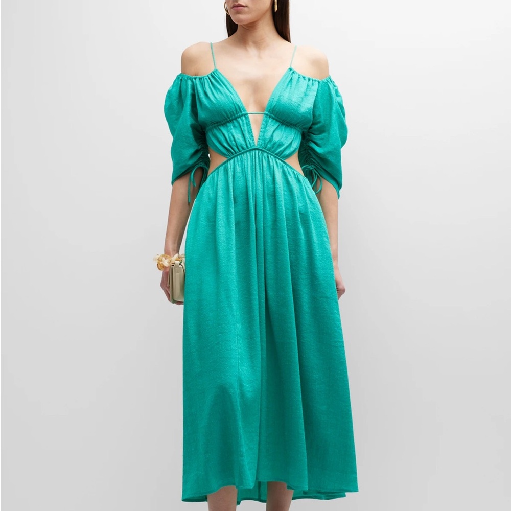 NWT Cult Gaia Charlize Cut-Out Midi-Dress XS Green - Picture 2 of 8